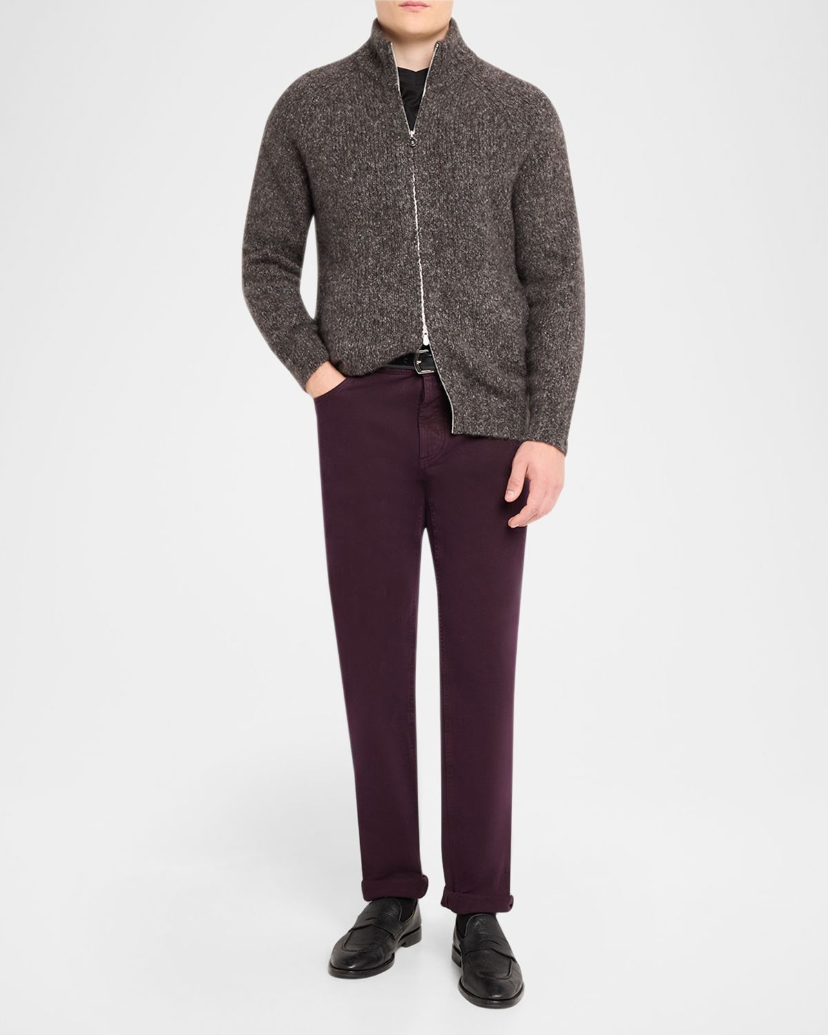 Brunello Cucinelli Men 's Cashmere and Silk Melange Full-Zip Cardigan | Thumbnail 2 Brunello Cucinelli Men 's Cashmere and Silk Melange Full-Zip Cardigan | Thumbnail 2
