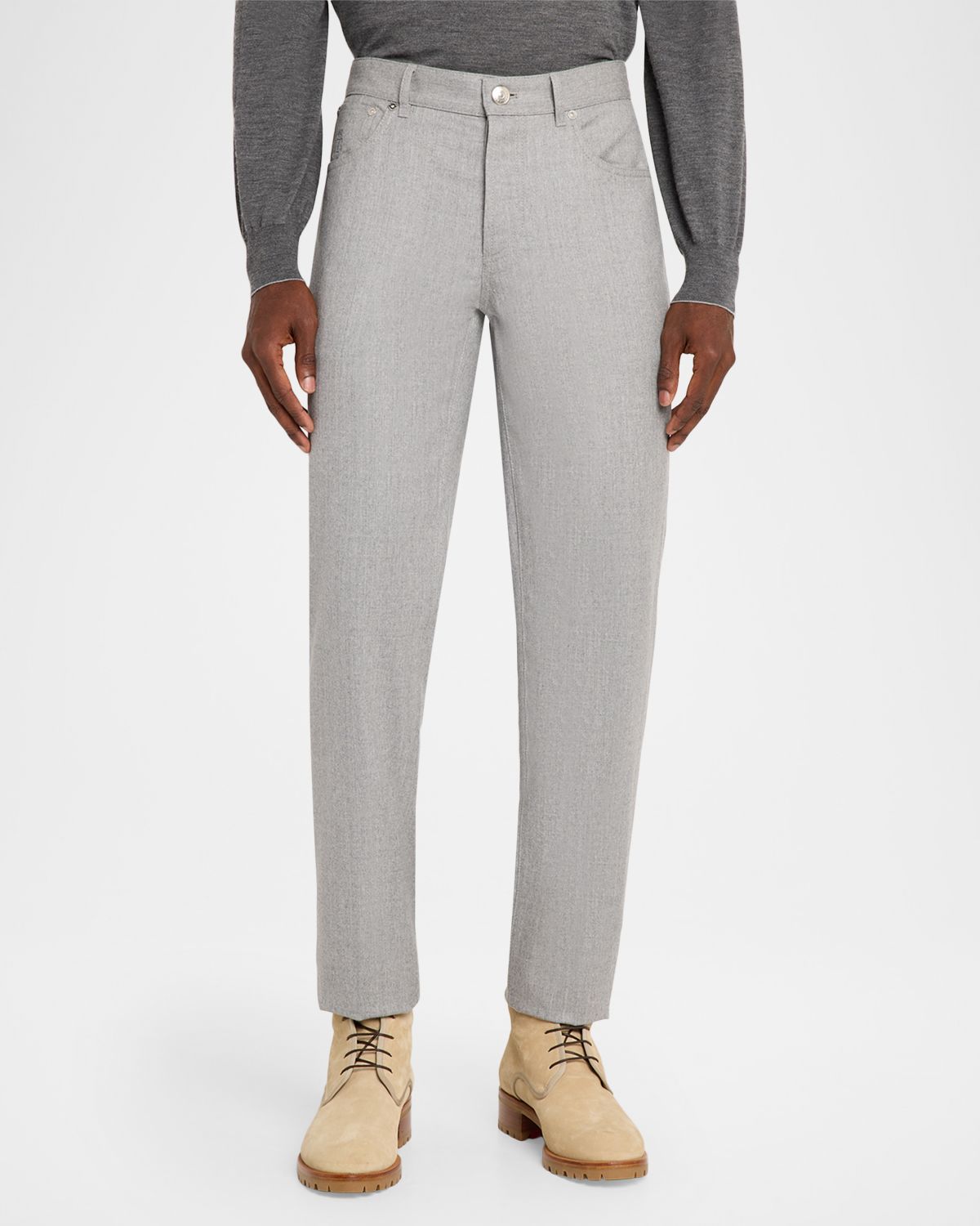 Brunello Cucinelli Men 's Flannel Tapered Leg Five-Pocket Pants | Thumbnail 4 Brunello Cucinelli Men 's Flannel Tapered Leg Five-Pocket Pants | Thumbnail 4