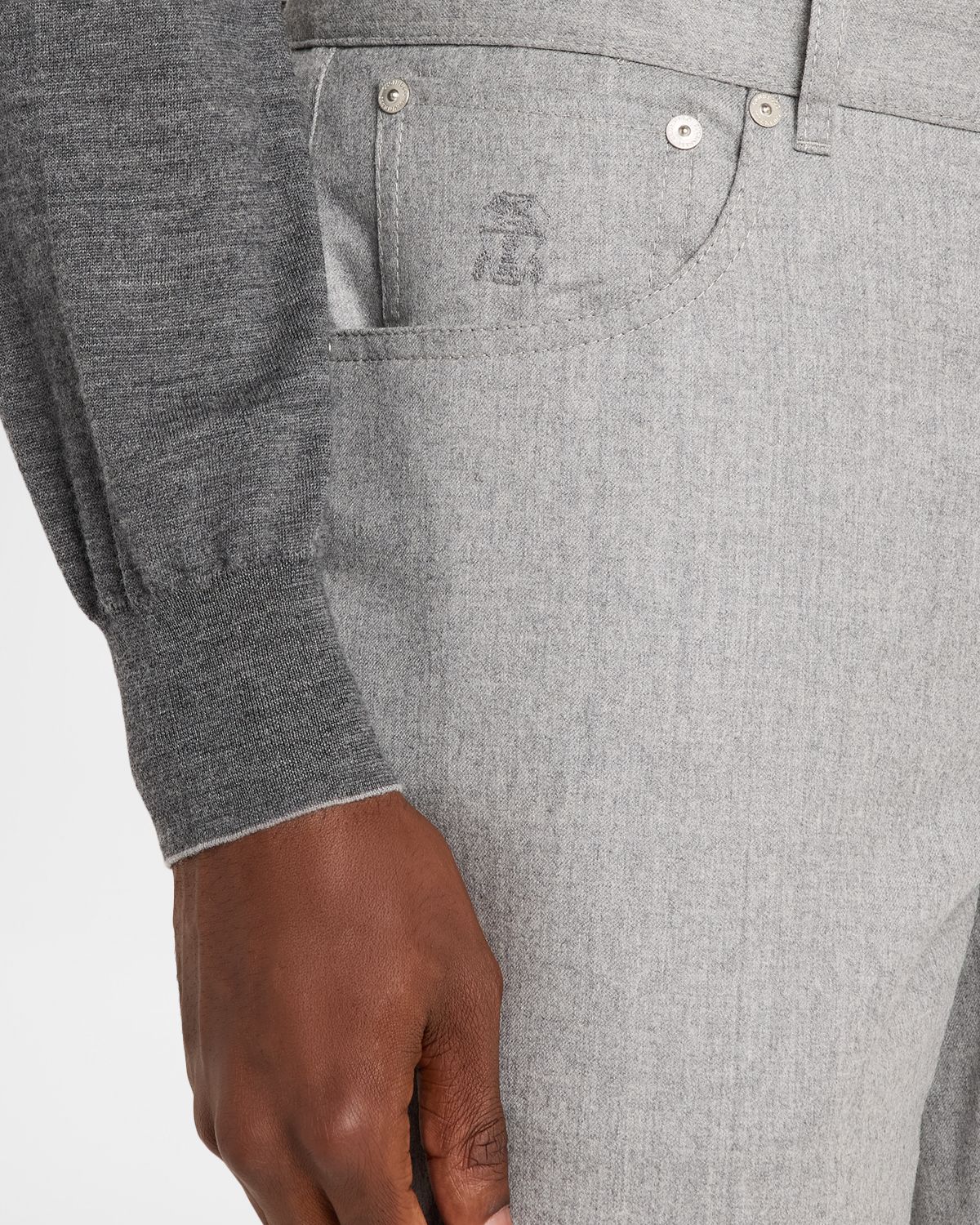Brunello Cucinelli Men 's Flannel Tapered Leg Five-Pocket Pants | Thumbnail 5 Brunello Cucinelli Men 's Flannel Tapered Leg Five-Pocket Pants | Thumbnail 5