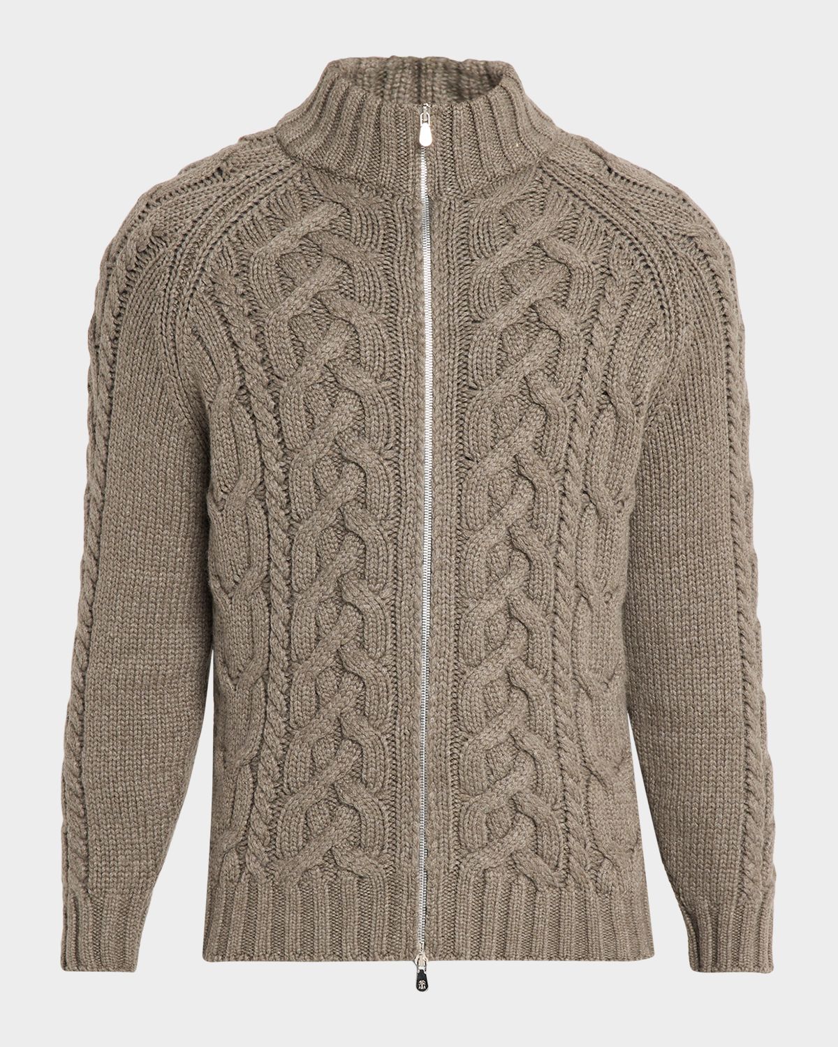 Brunello Cucinelli Men 's Lofted Cashmere Cable Knit Full-Zip Cardigan
