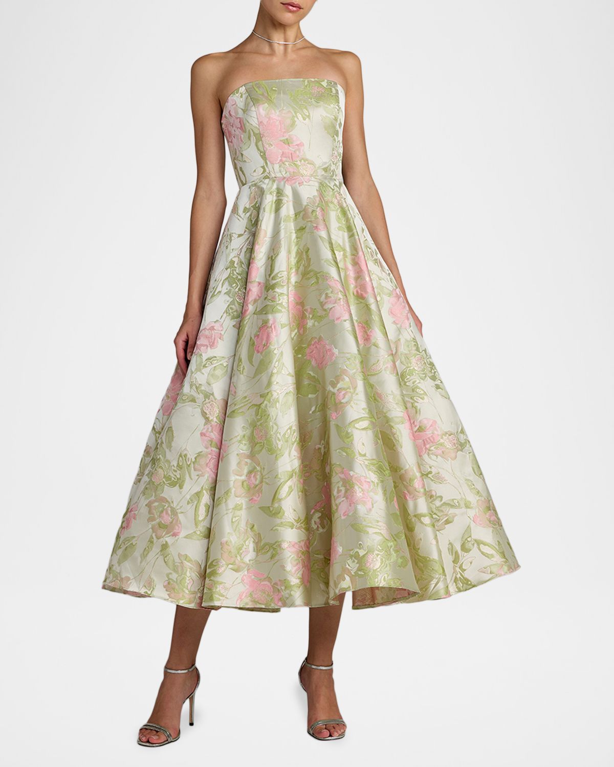 Mac Duggal Floral Brocade Strapless A-Line Cocktail Dress