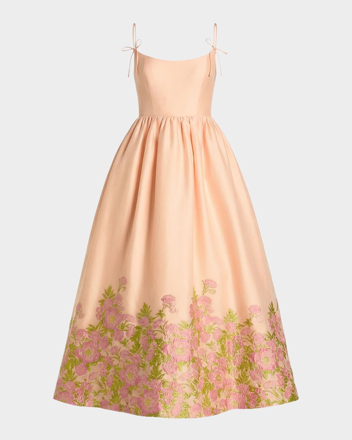 Mac Duggal Sleeveless Floral Organza Midi Dress