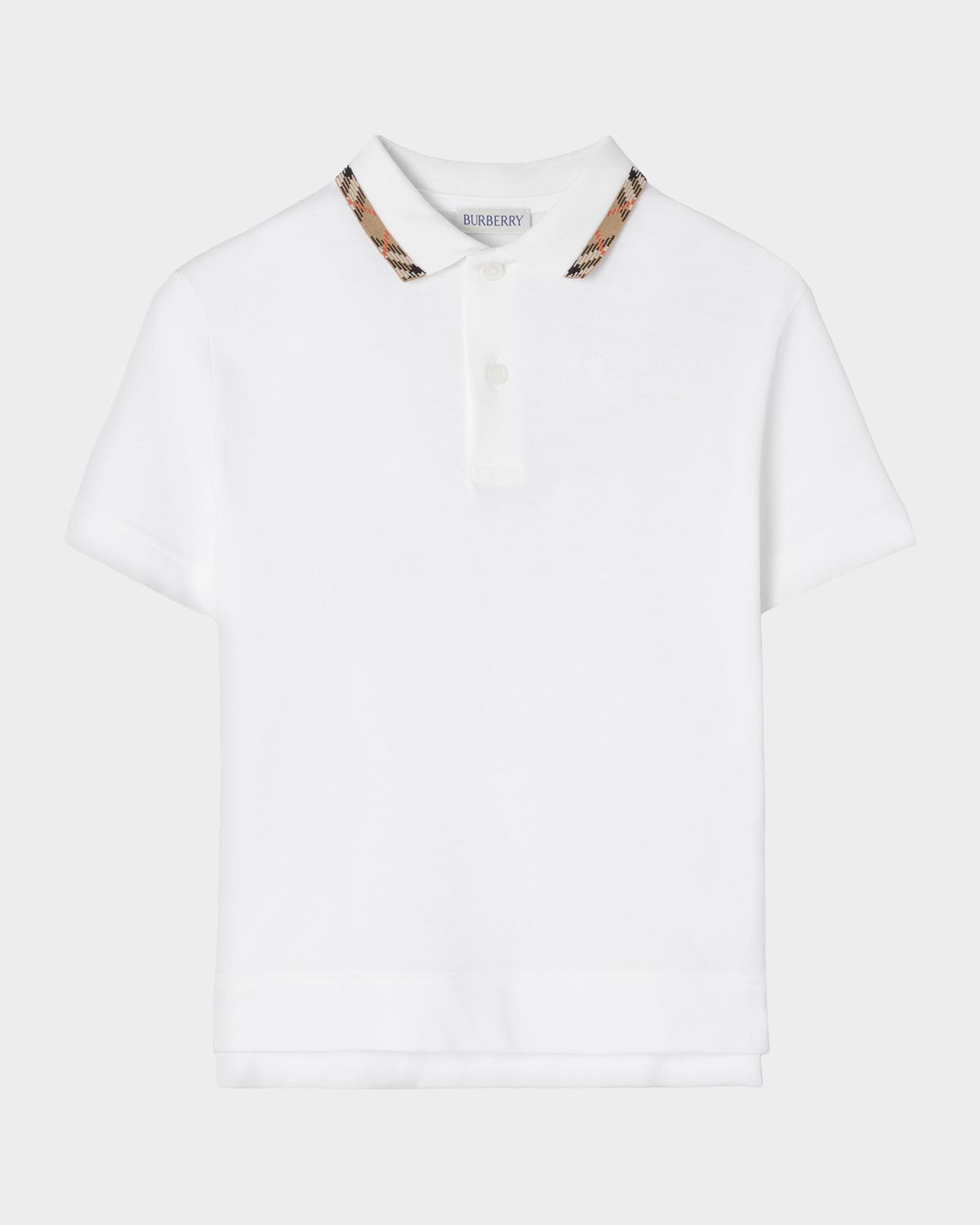 Burberry Boy 's Johane Check Collar Cotton Polo Shirt, Size 4-14