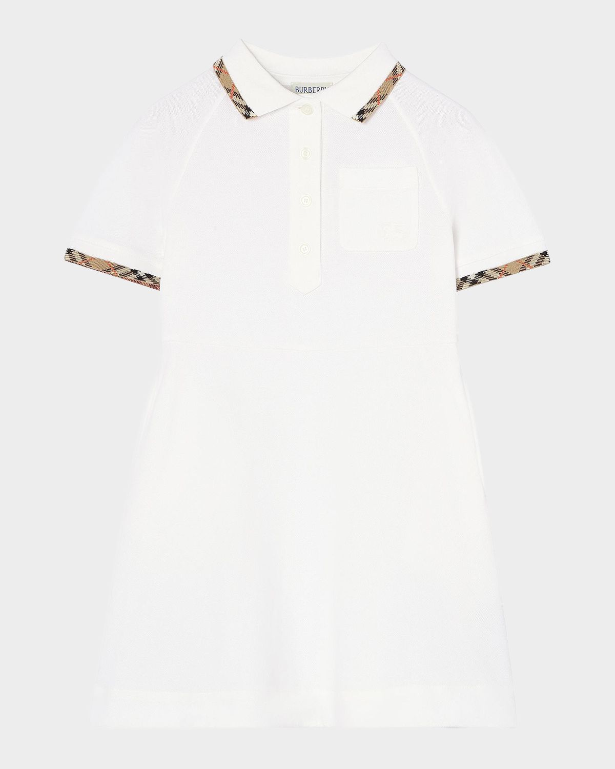 Burberry Girl 's Romola Check-Trim Polo Shirtdress, Size 4-14