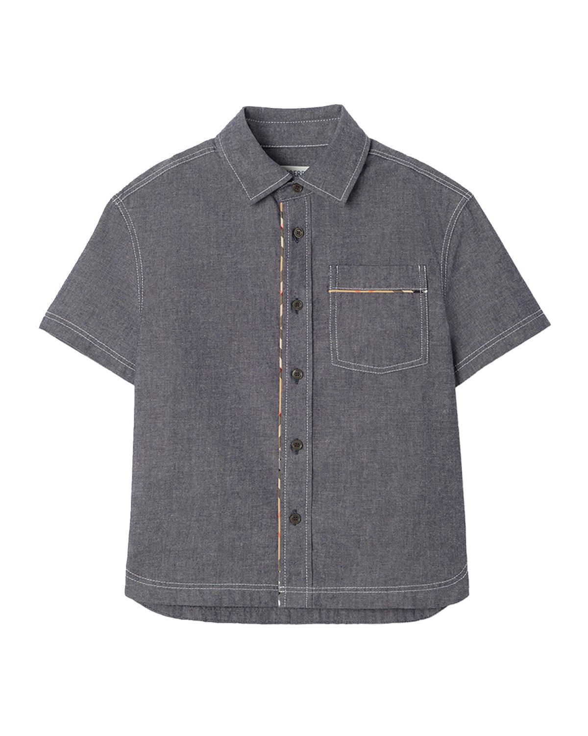Burberry Boy 's Angelo Check-Trim Cotton Shirt, Size 4- | Thumbnail 3