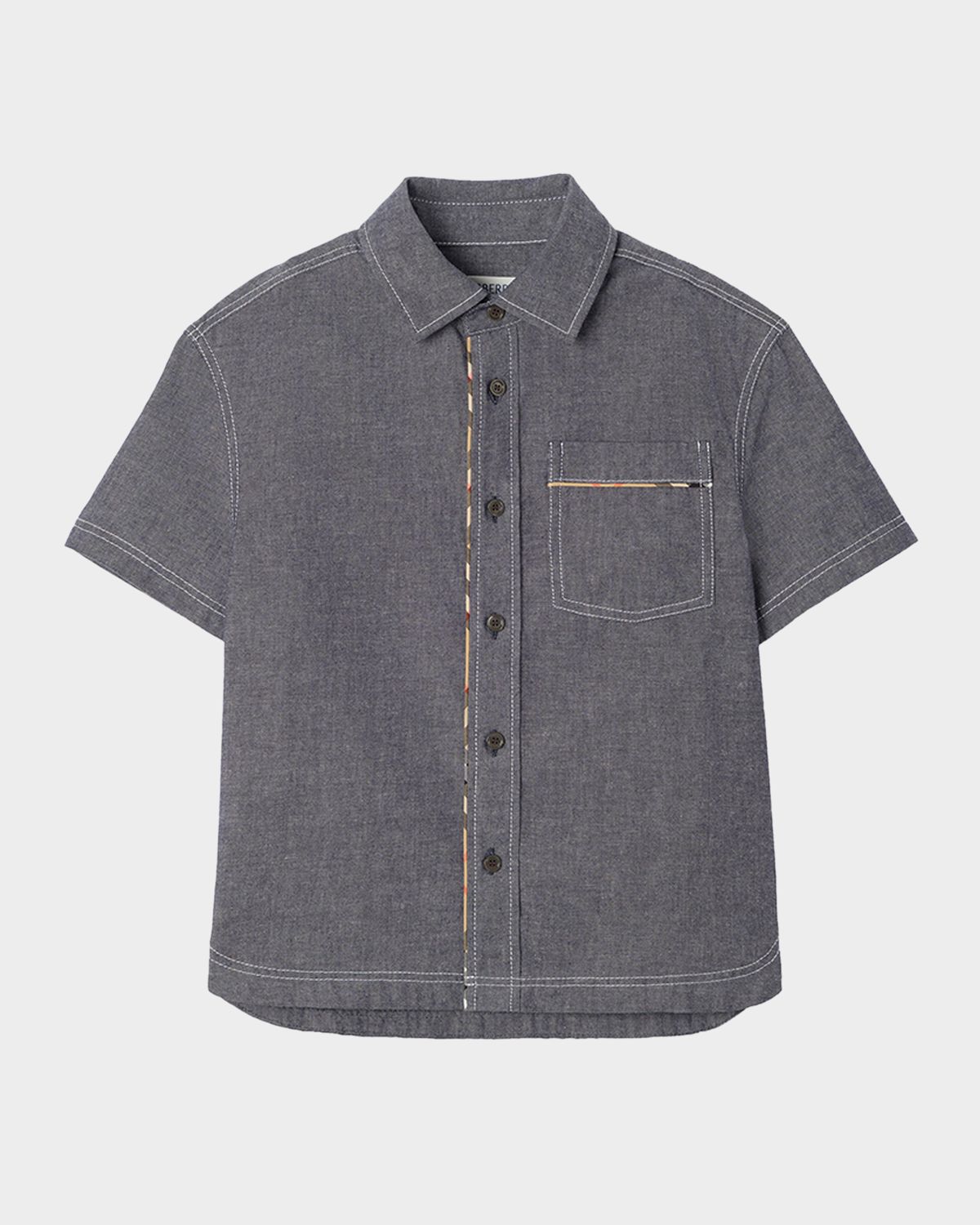 Burberry Boy 's Angelo Check-Trim Cotton Shirt, Size 4-