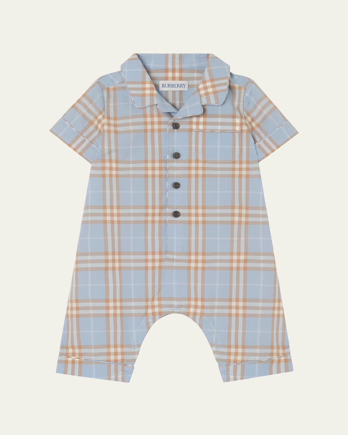Burberry Boy 's Andreas Check Cotton Playsuit, Size 1M-18M