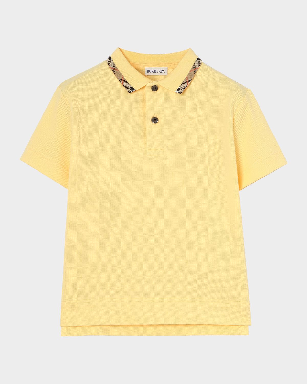 Burberry Boy 's Johane Check Collar Cotton Polo Shirt, Size -1