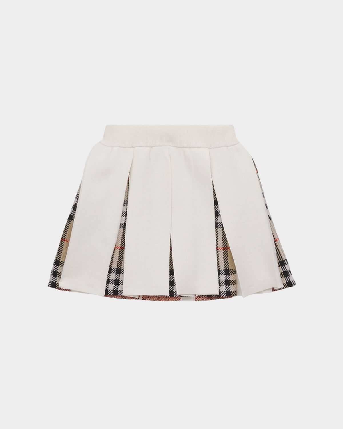 Burberry Kid 's Pleated Check Wool-Blend Skirt, Size 12M-3