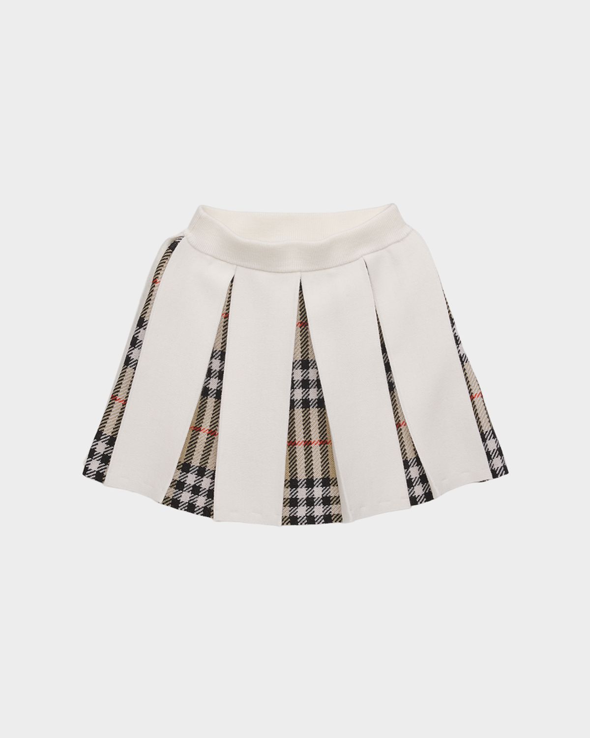 Burberry Kid 's Pleated Check Wool-Blend Skirt, Size 12M-3