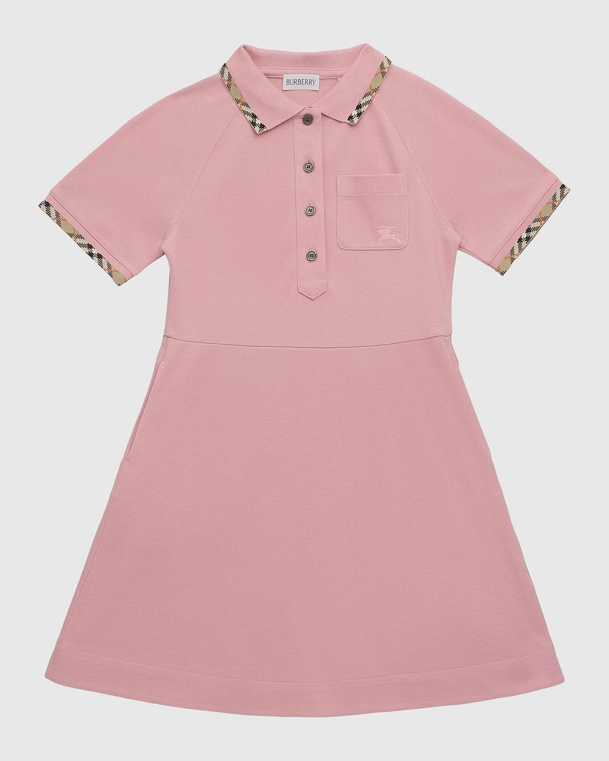 Burberry Girl 's Romola Check Trim Cotton Polo Shirt, Size 6M-3