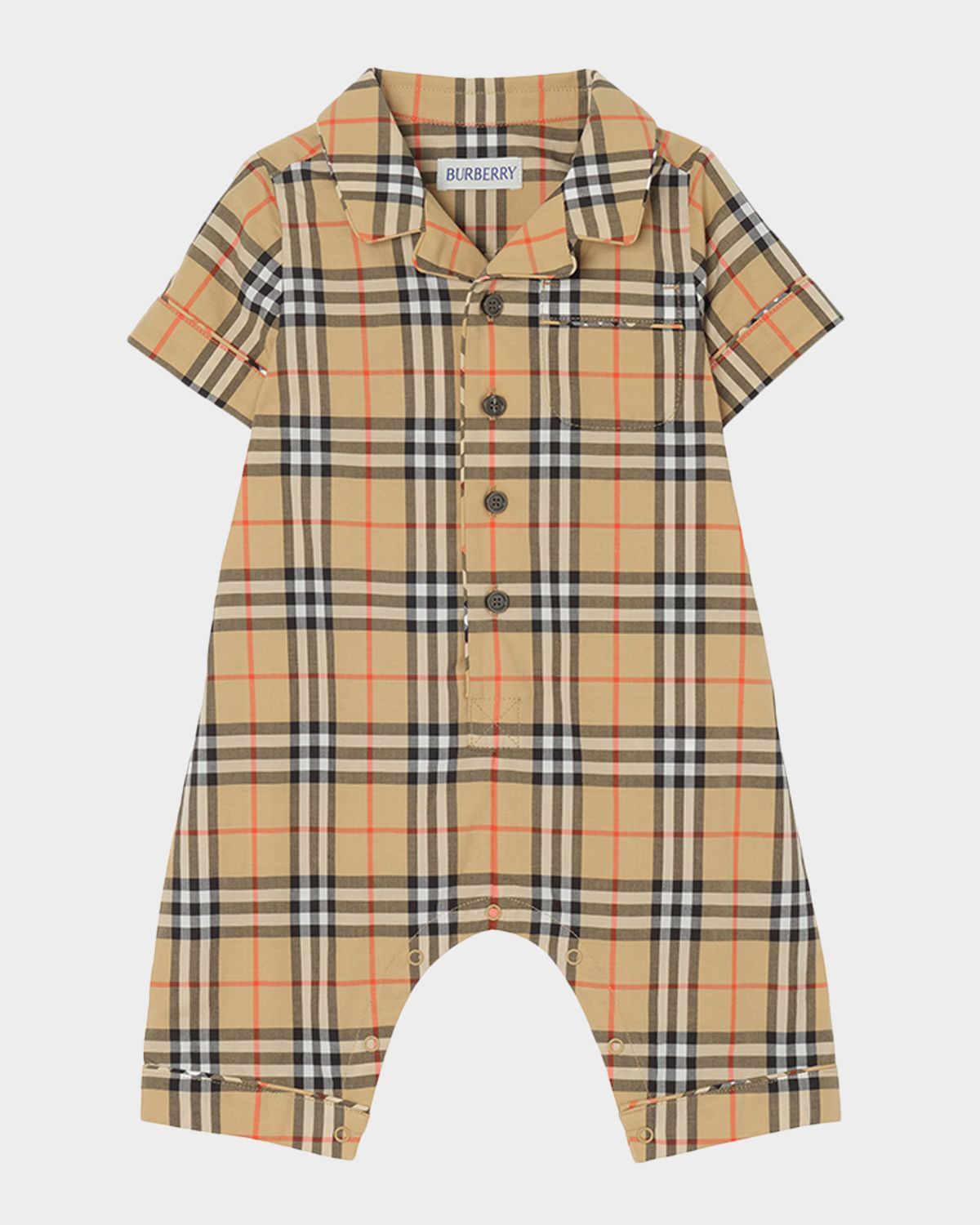 Burberry Boy 's Andreas Check Cotton Shortall, Size 3M-18M