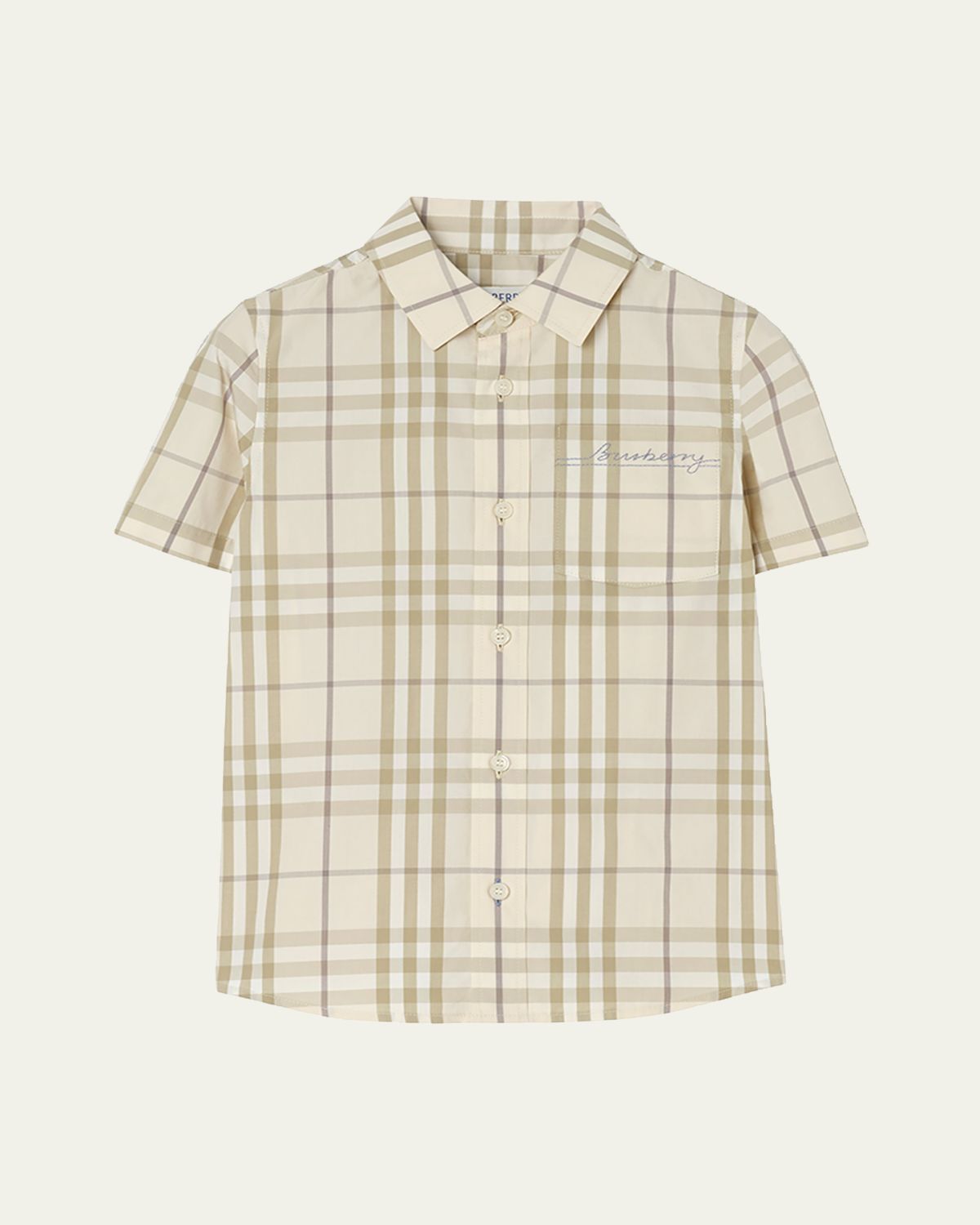 Burberry Boy 's Owen Short-Sleeve Check Cotton Shirt, Size 4-14