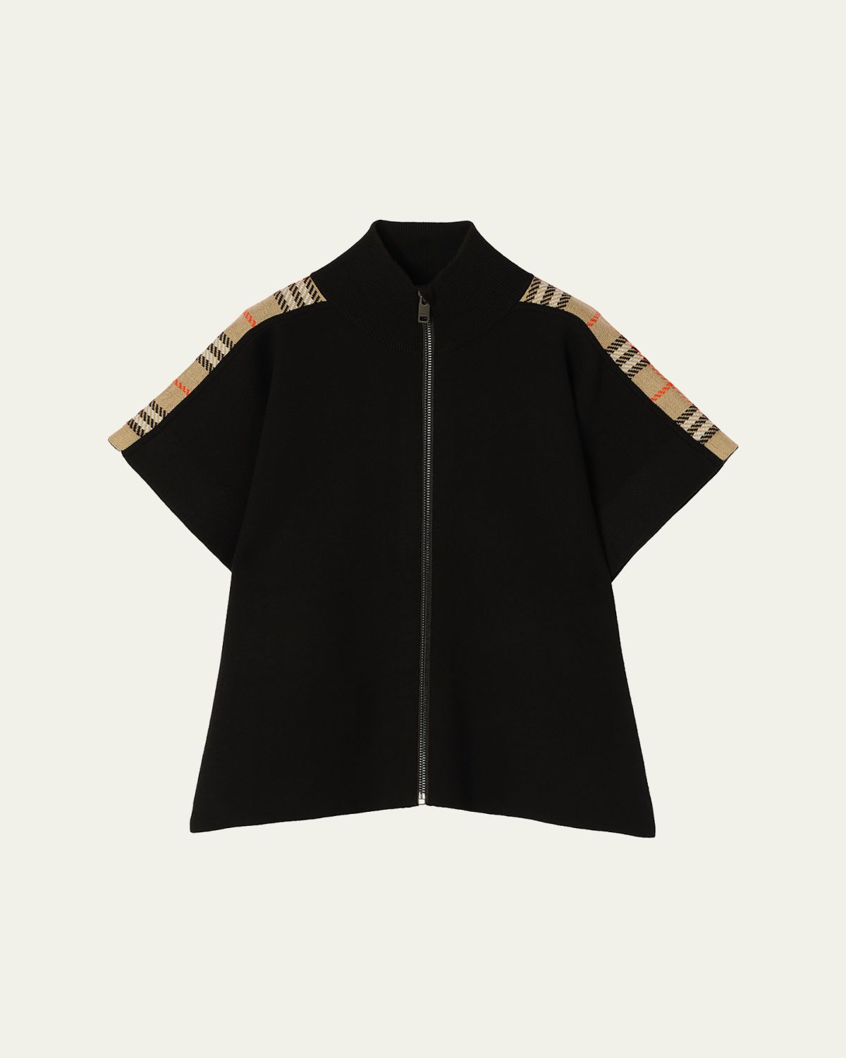 Burberry Girl 's Izza Check-Trim Wool Cape, Size M-