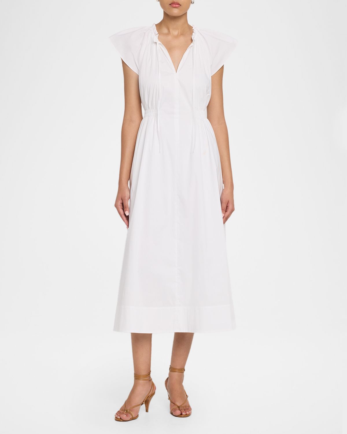 Tanya Taylor Ivana Smocked Cotton-Blend Midi Dress