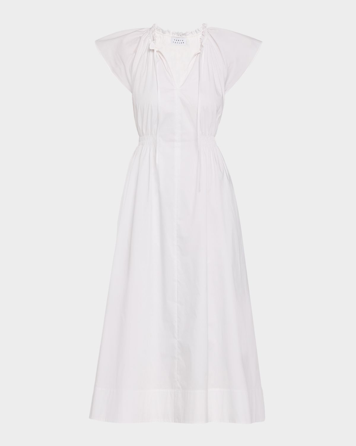 Tanya Taylor Ivana Smocked Cotton-Blend Midi Dress