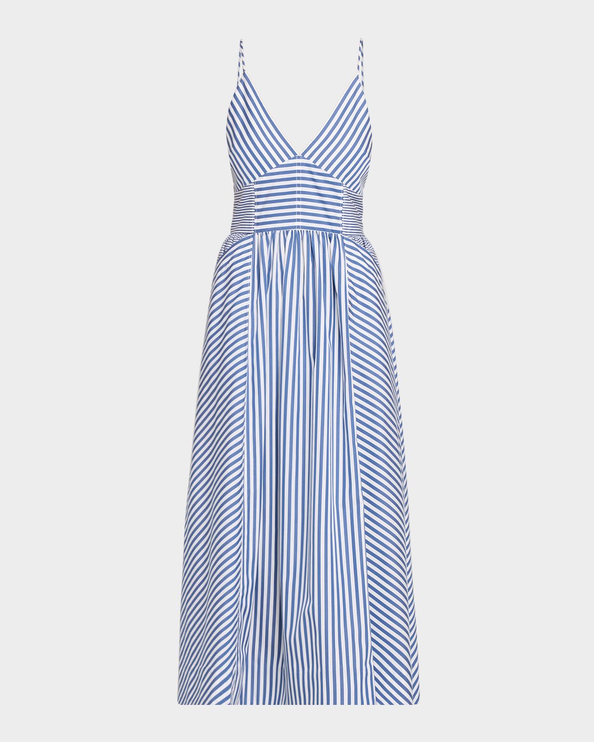 Tanya Taylor Vivien Cotton Stripe Spaghetti-Strap Midi Dress