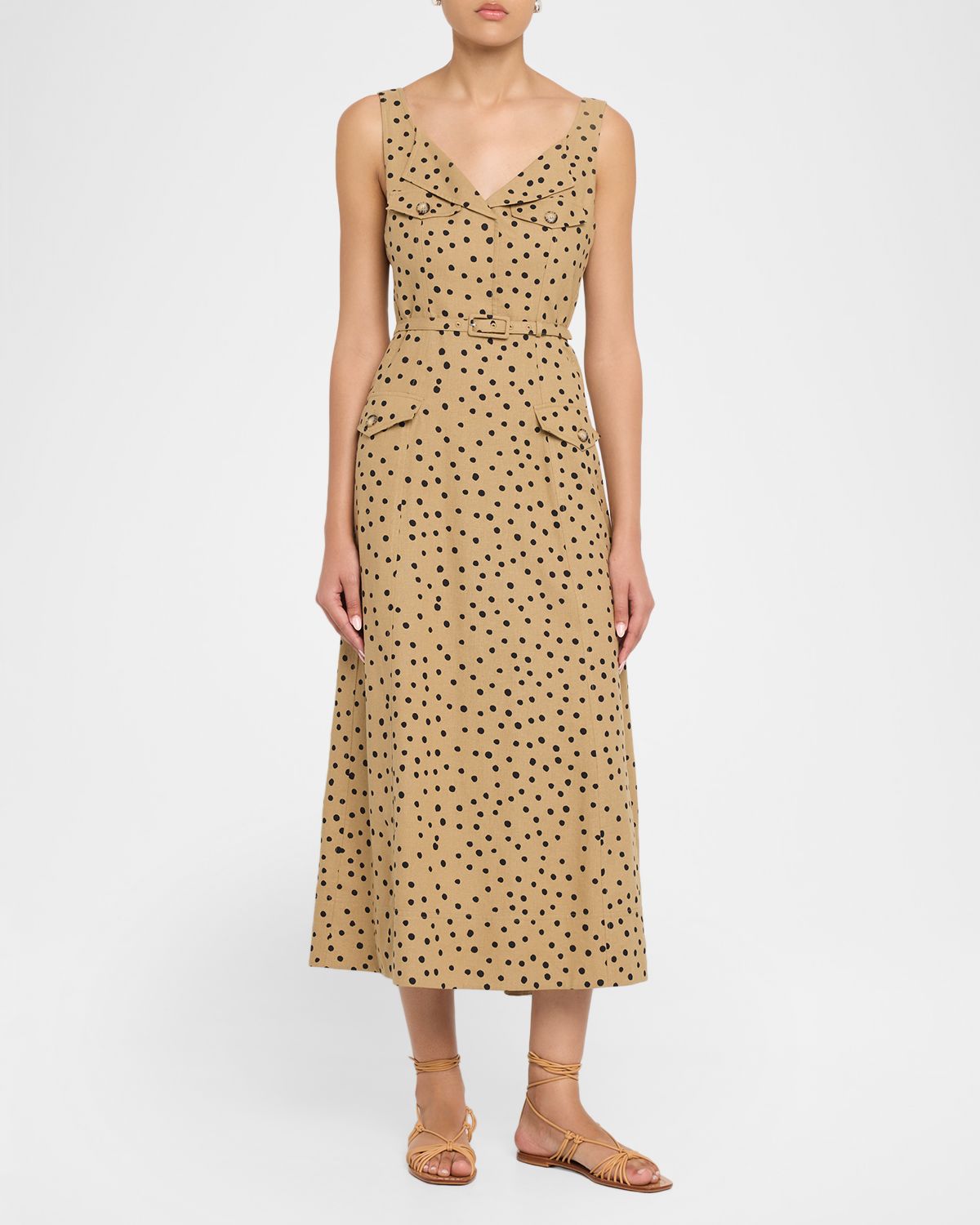 Tanya Taylor Solene Polka-Dot Belted Sleeveless Midi Dress | Thumbnail 5 Tanya Taylor Solene Polka-Dot Belted Sleeveless Midi Dress | Thumbnail 5