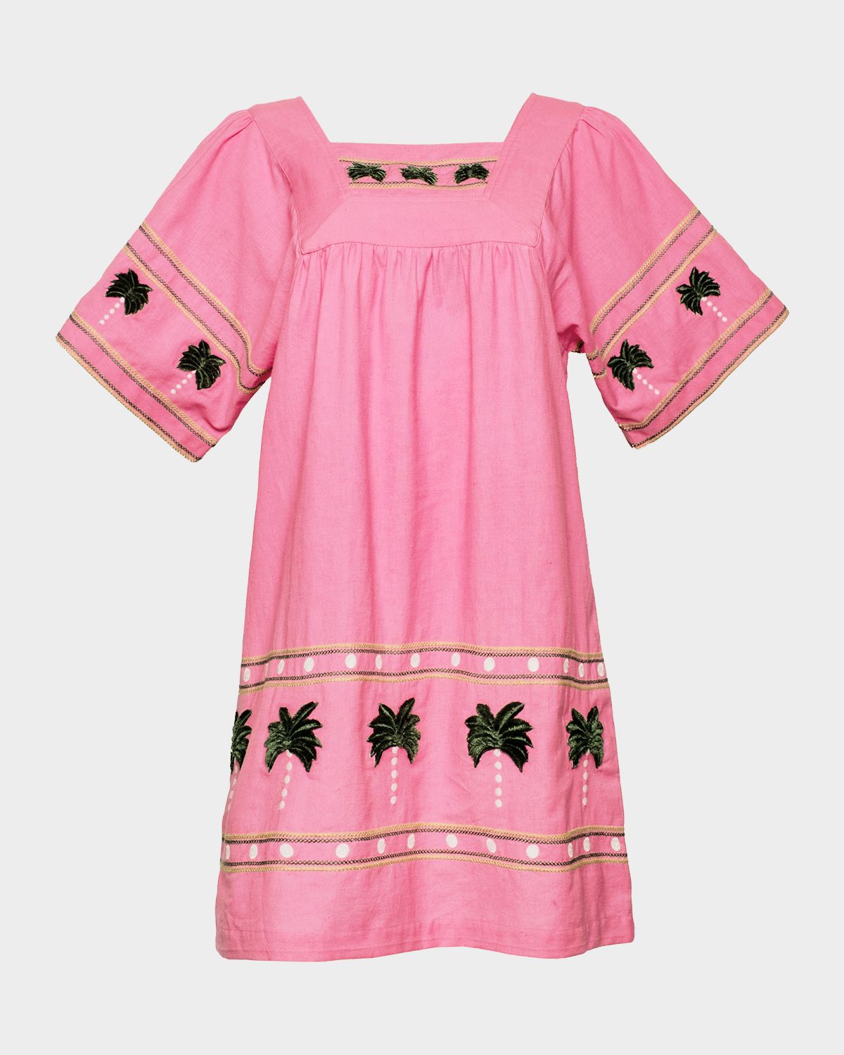 Frances Valentine Picnic Palm-Embroidered Mini Shift Dress