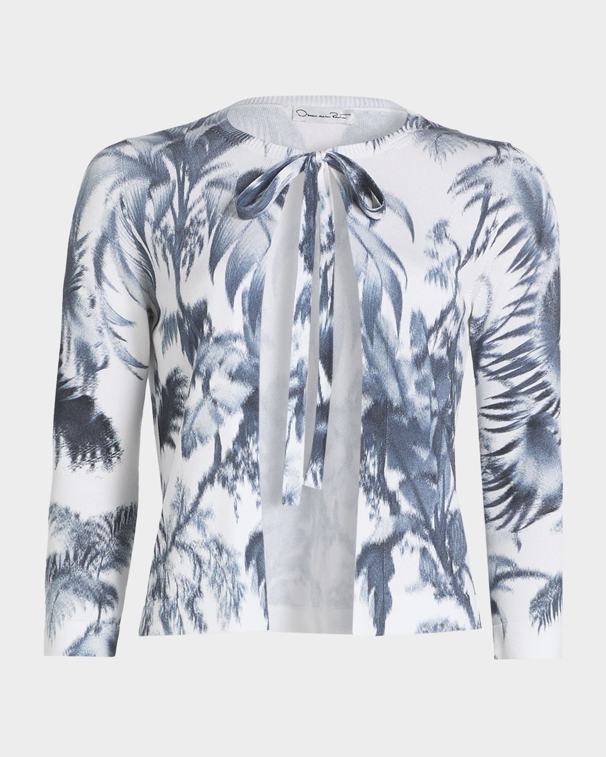 Oscar de la Renta Palm-Print Neck-Tie Cardigan | Thumbnail 6 Oscar de la Renta Palm-Print Neck-Tie Cardigan | Thumbnail 6