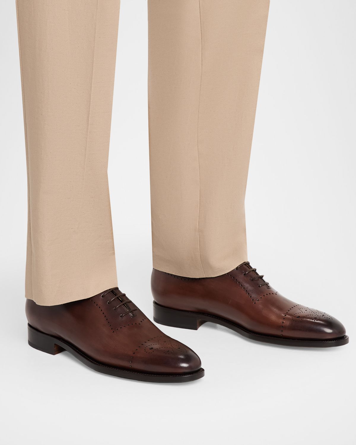 Kiton Men 's Caravaggio Brogue Leather Oxford Shoes | Thumbnail 2