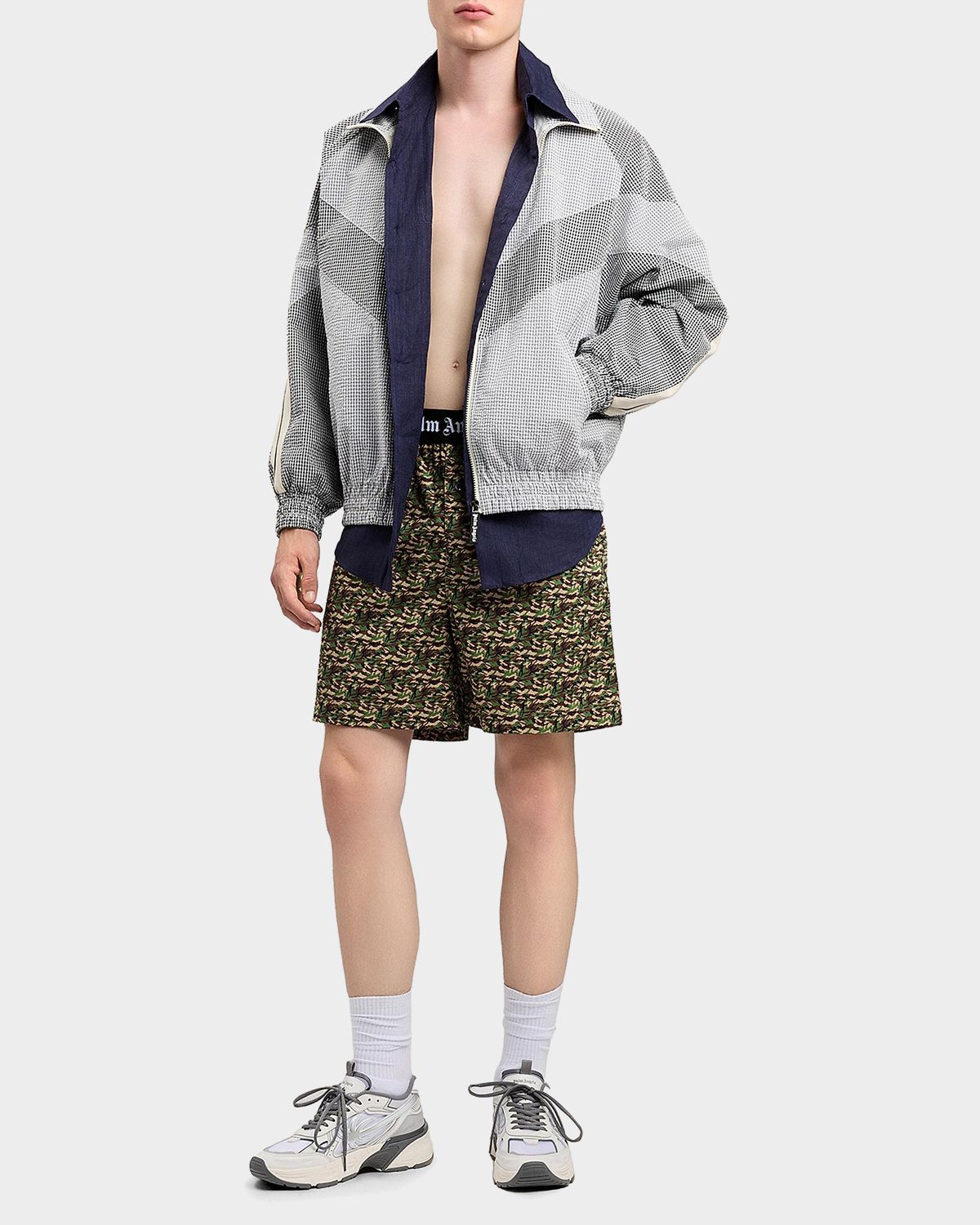 Palm Angels Men 's Logo Vichy Micro-Gingham Track Jacket | Thumbnail 5 Palm Angels Men 's Logo Vichy Micro-Gingham Track Jacket | Thumbnail 5