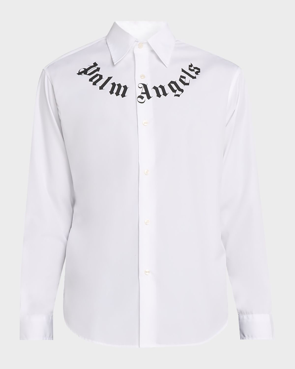 Palm Angels Men 's Neck Logo Cotton Button-Down Shirt