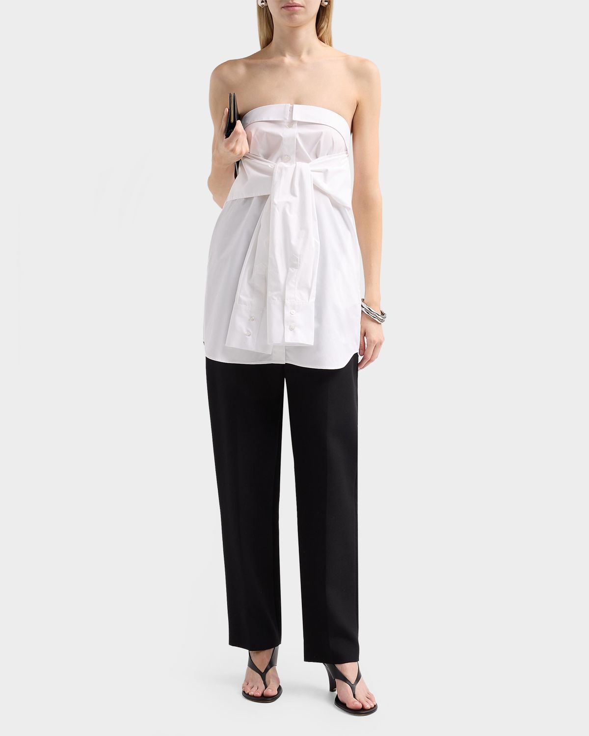 GIUSEPPE DI MORABITO Strapless Tie-Waist Shirt