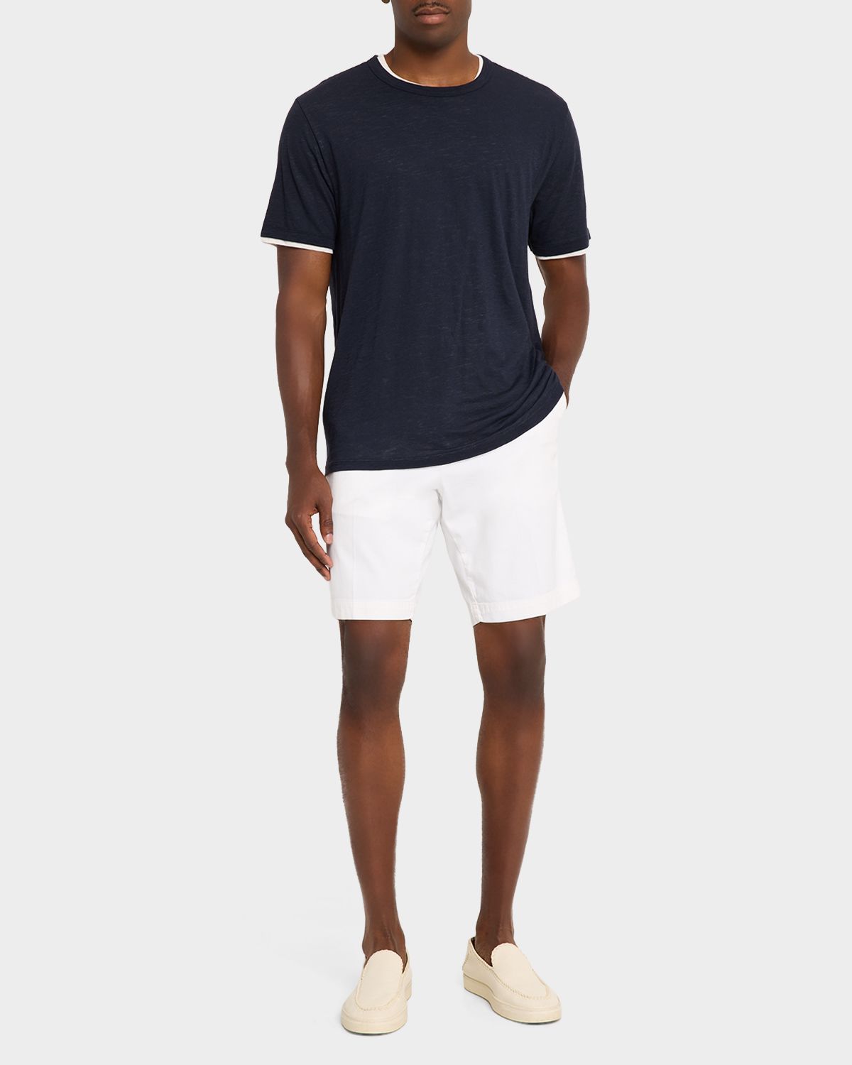 Vince Men 's Fine Slub Double-Layer Crewneck T-Shirt | Thumbnail 2 Vince Men 's Fine Slub Double-Layer Crewneck T-Shirt | Thumbnail 2