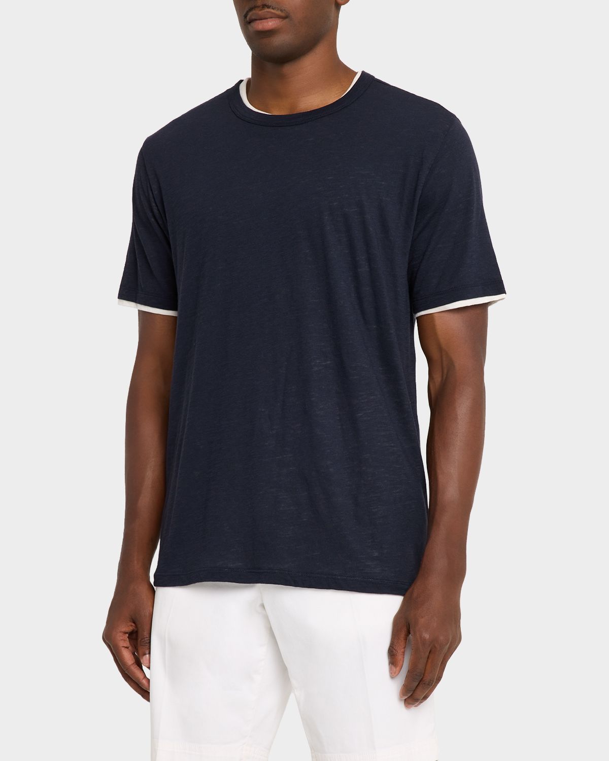 Vince Men 's Fine Slub Double-Layer Crewneck T-Shirt | Thumbnail 4 Vince Men 's Fine Slub Double-Layer Crewneck T-Shirt | Thumbnail 4