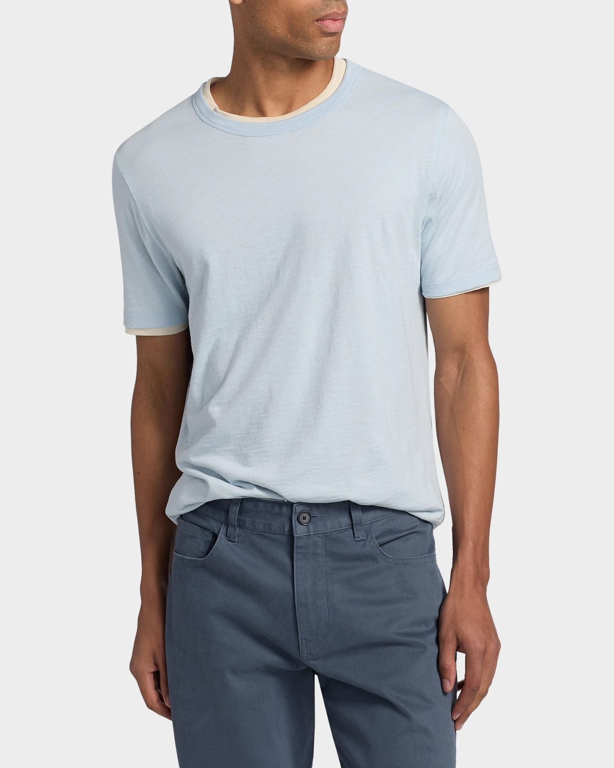 Vince Men 's Fine Slub Double-Layer Crewneck T-Shirt | Thumbnail 4 Vince Men 's Fine Slub Double-Layer Crewneck T-Shirt | Thumbnail 4