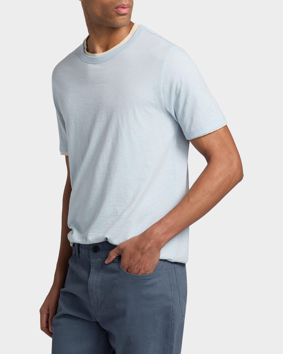 Vince Men 's Fine Slub Double-Layer Crewneck T-Shirt | Thumbnail 7 Vince Men 's Fine Slub Double-Layer Crewneck T-Shirt | Thumbnail 7