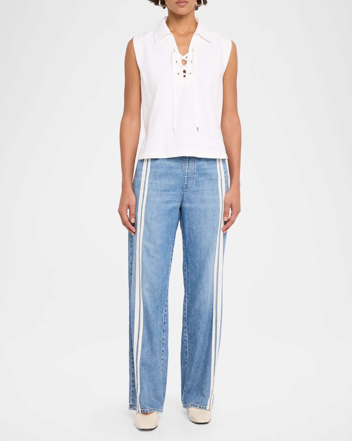 Rag & Bone Featherweight Logan Wide-Leg Denim Track Pants
