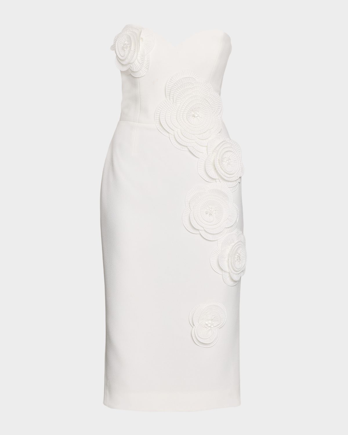 HELSI Kaia Strapless Floral Applique Midi Sheath Dress