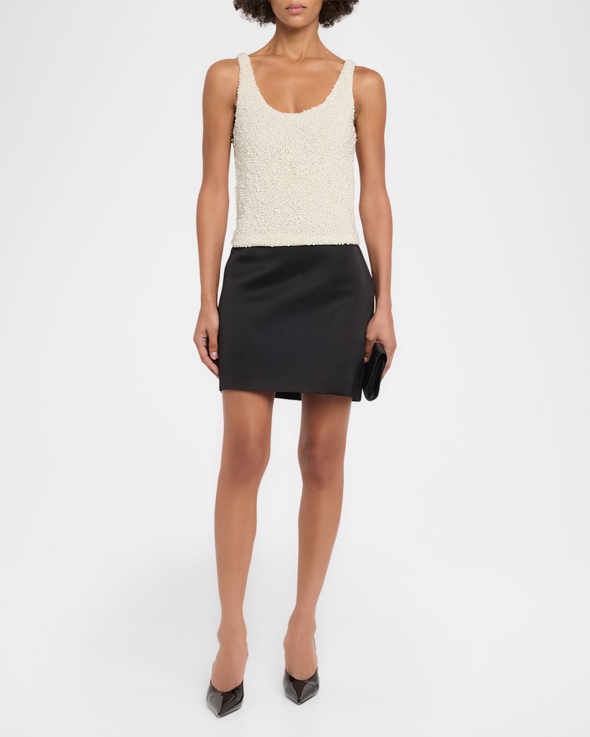 GIUSEPPE DI MORABITO Beaded Scoopneck Tank Top