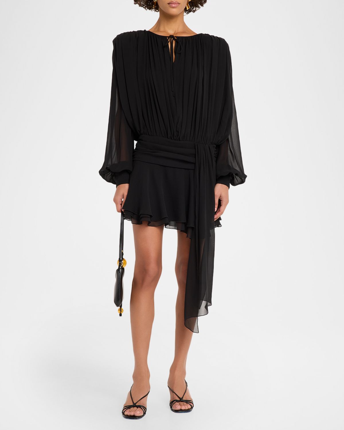 GIUSEPPE DI MORABITO Draped Drop-Waist Silk Mini Dress