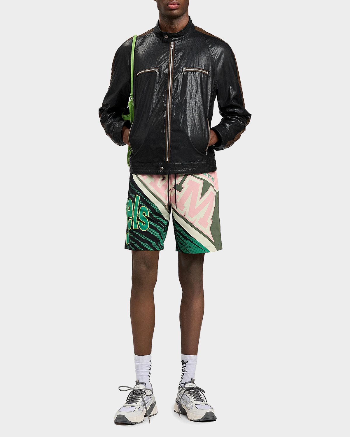 Palm Angels Men 's Racing Logo Swim Trunks | Thumbnail 6