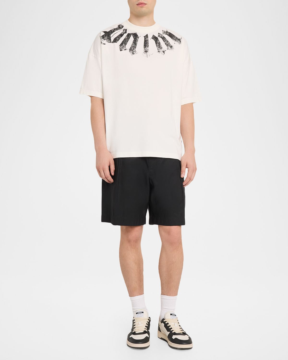 Palm Angels Men 's Big Neck Logo Cotton T-Shirt | Thumbnail 2 Palm Angels Men 's Big Neck Logo Cotton T-Shirt | Thumbnail 2