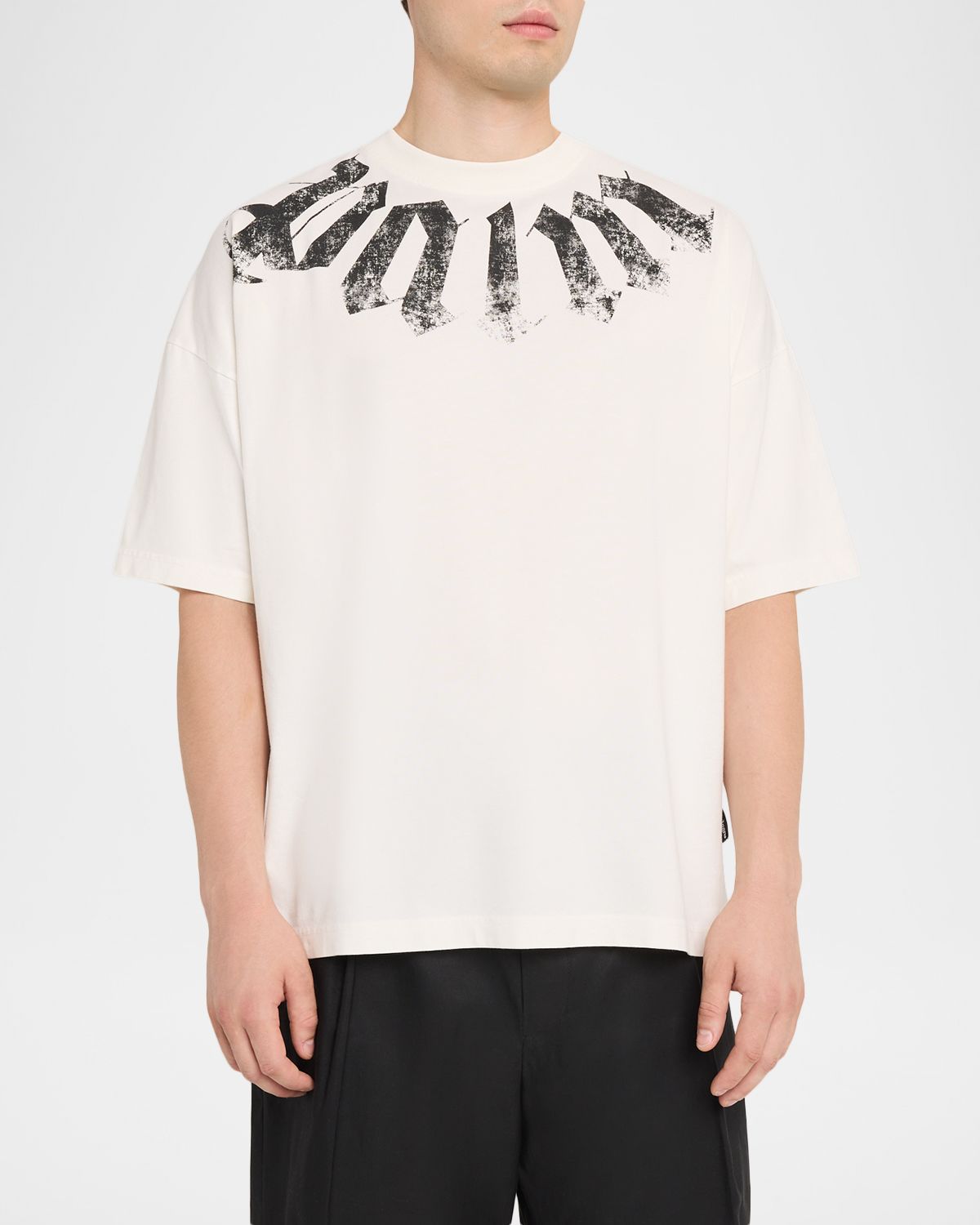 Palm Angels Men 's Big Neck Logo Cotton T-Shirt | Thumbnail 4 Palm Angels Men 's Big Neck Logo Cotton T-Shirt | Thumbnail 4