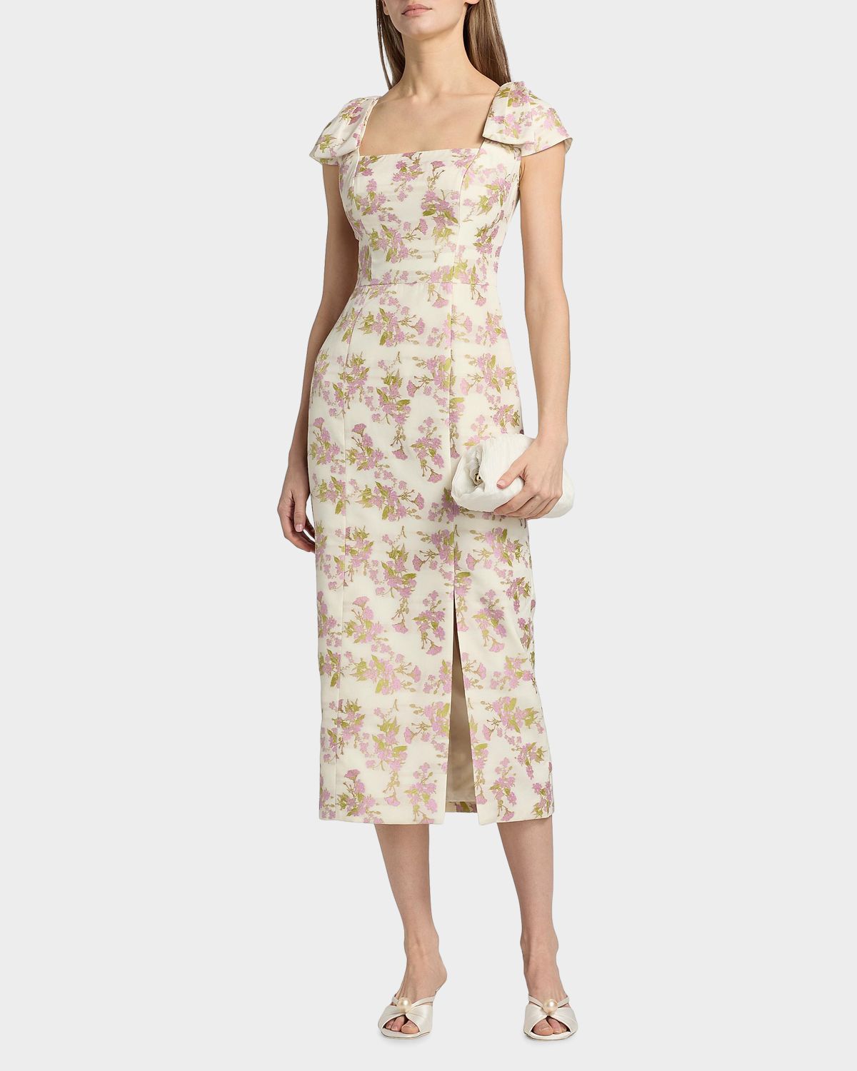 Kay Unger New York Arianna Floral Jacquard Tea-Length Cocktail Dress | Thumbnail 7 Kay Unger New York Arianna Floral Jacquard Tea-Length Cocktail Dress | Thumbnail 7