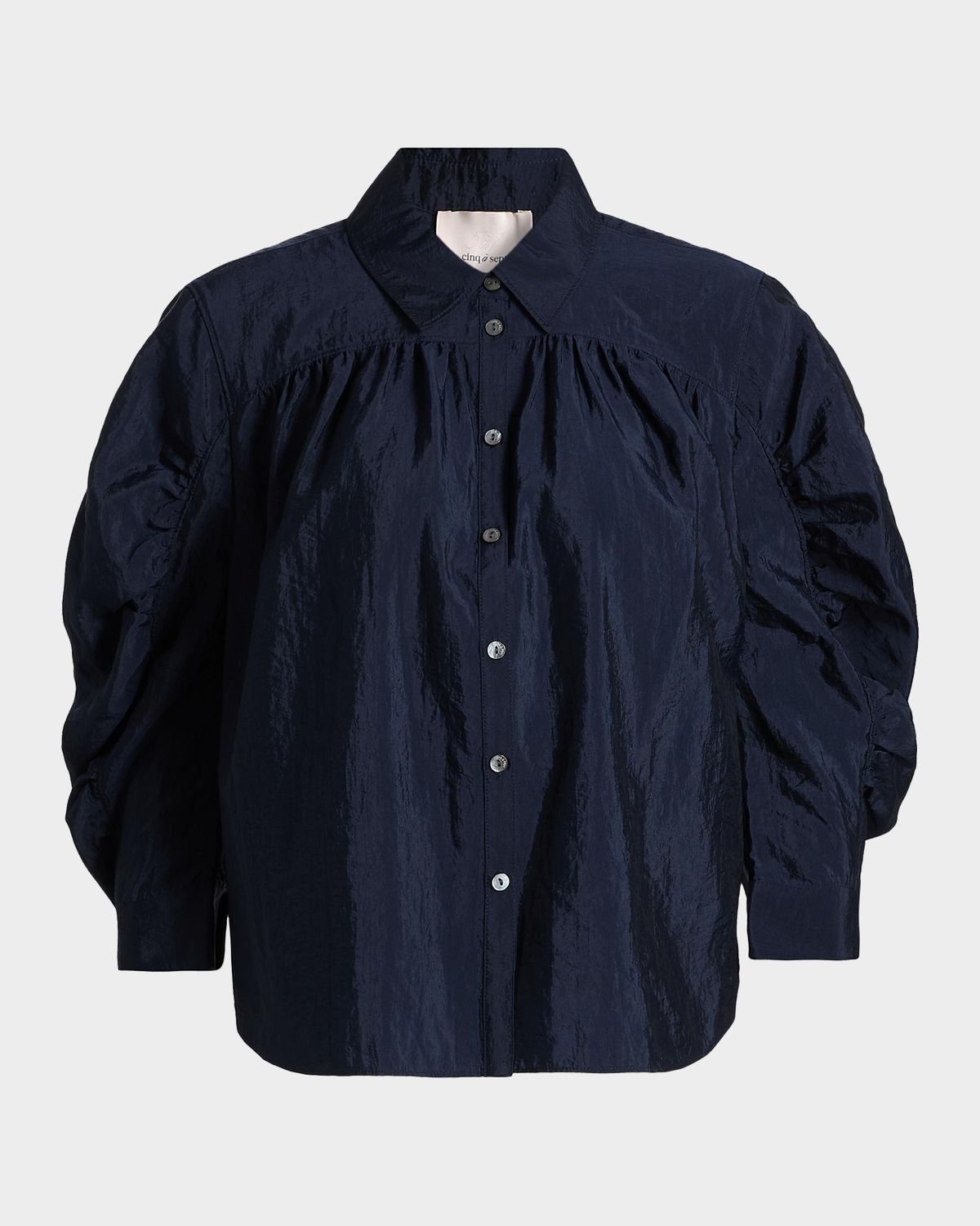 Cinq a Sept Lazo Gathered Sleeve Button-Front Top