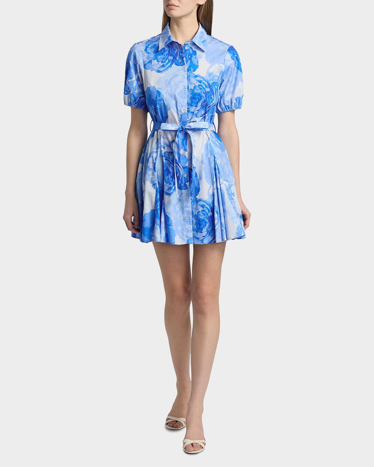 Milly Juni Printed Stretch Cotton Poplin Mini-Shirtdress