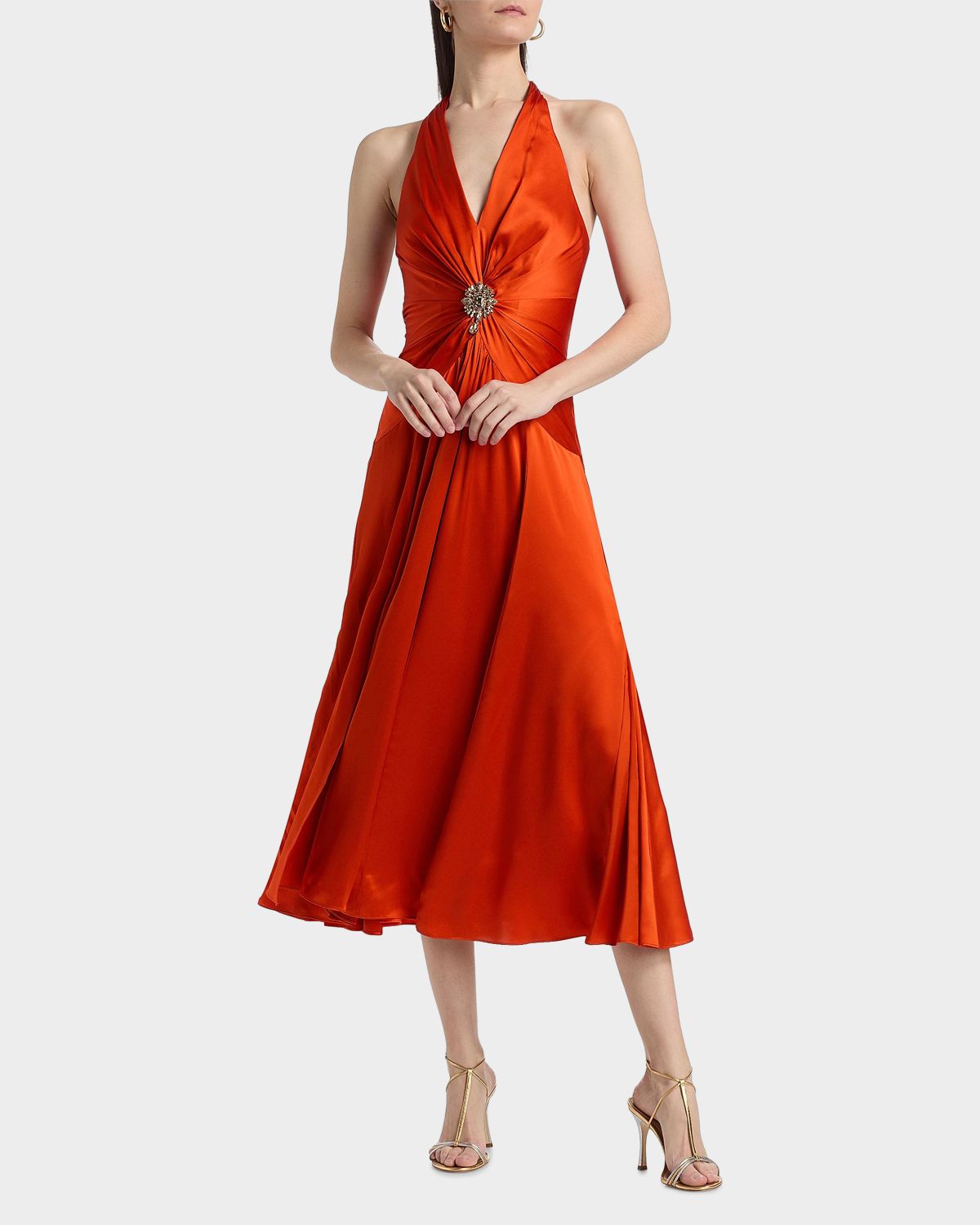 Cinq a Sept Ello Silk Halter Midi-Dress