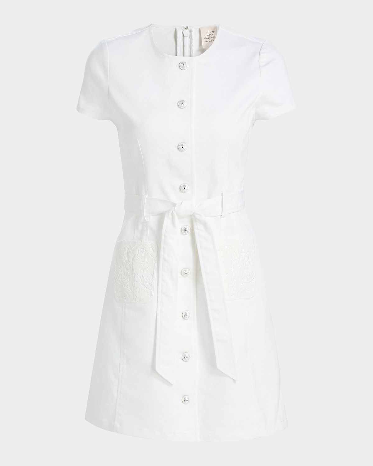 Cinq a Sept Jaclyn Lace-Pocket Denim Minidress