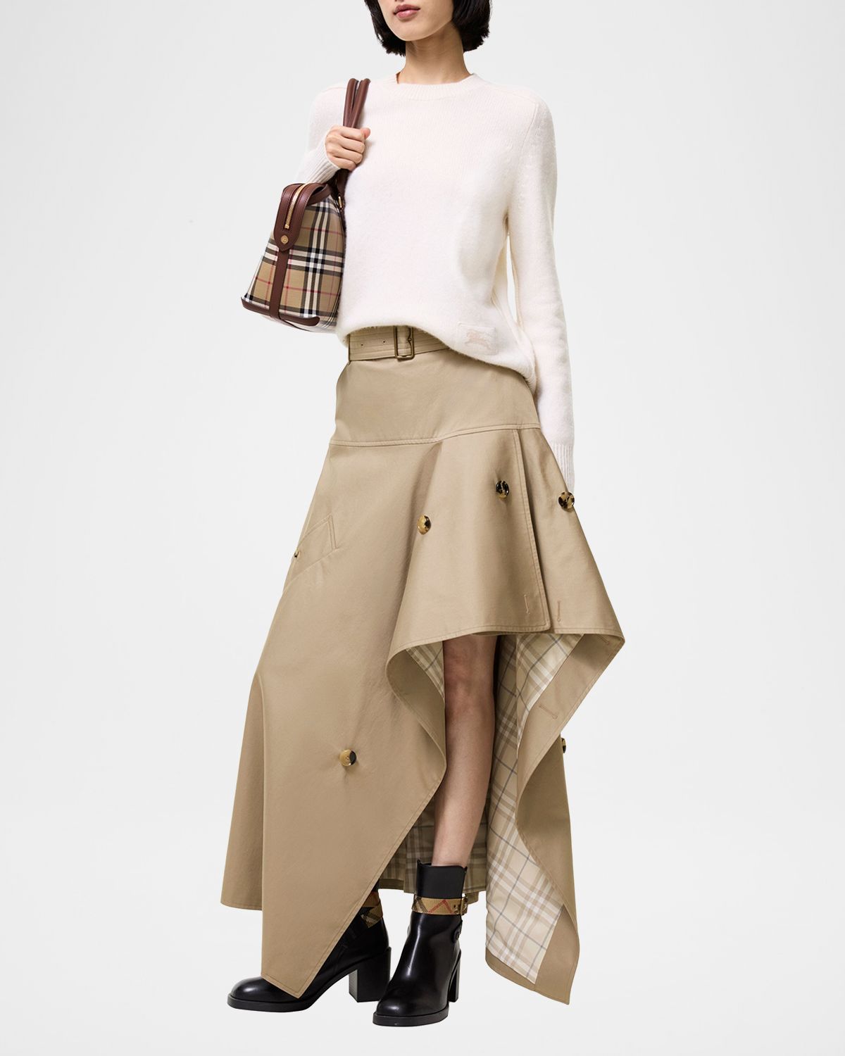 Burberry Heather Asymmetric Cotton Skirt | Thumbnail 3 Burberry Heather Asymmetric Cotton Skirt | Thumbnail 3