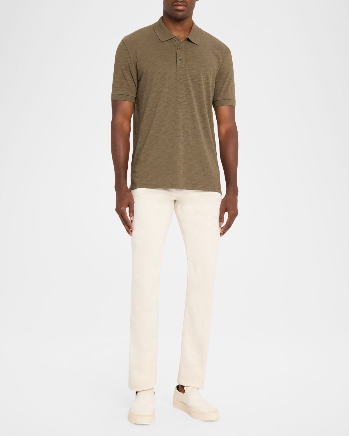 Vince Men 's Cotton Heathered Polo Shirt | Thumbnail 2 Vince Men 's Cotton Heathered Polo Shirt | Thumbnail 2