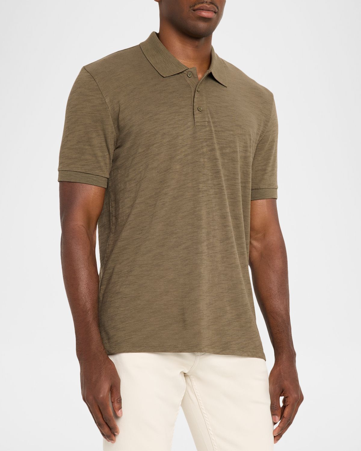 Vince Men 's Cotton Heathered Polo Shirt | Thumbnail 4 Vince Men 's Cotton Heathered Polo Shirt | Thumbnail 4