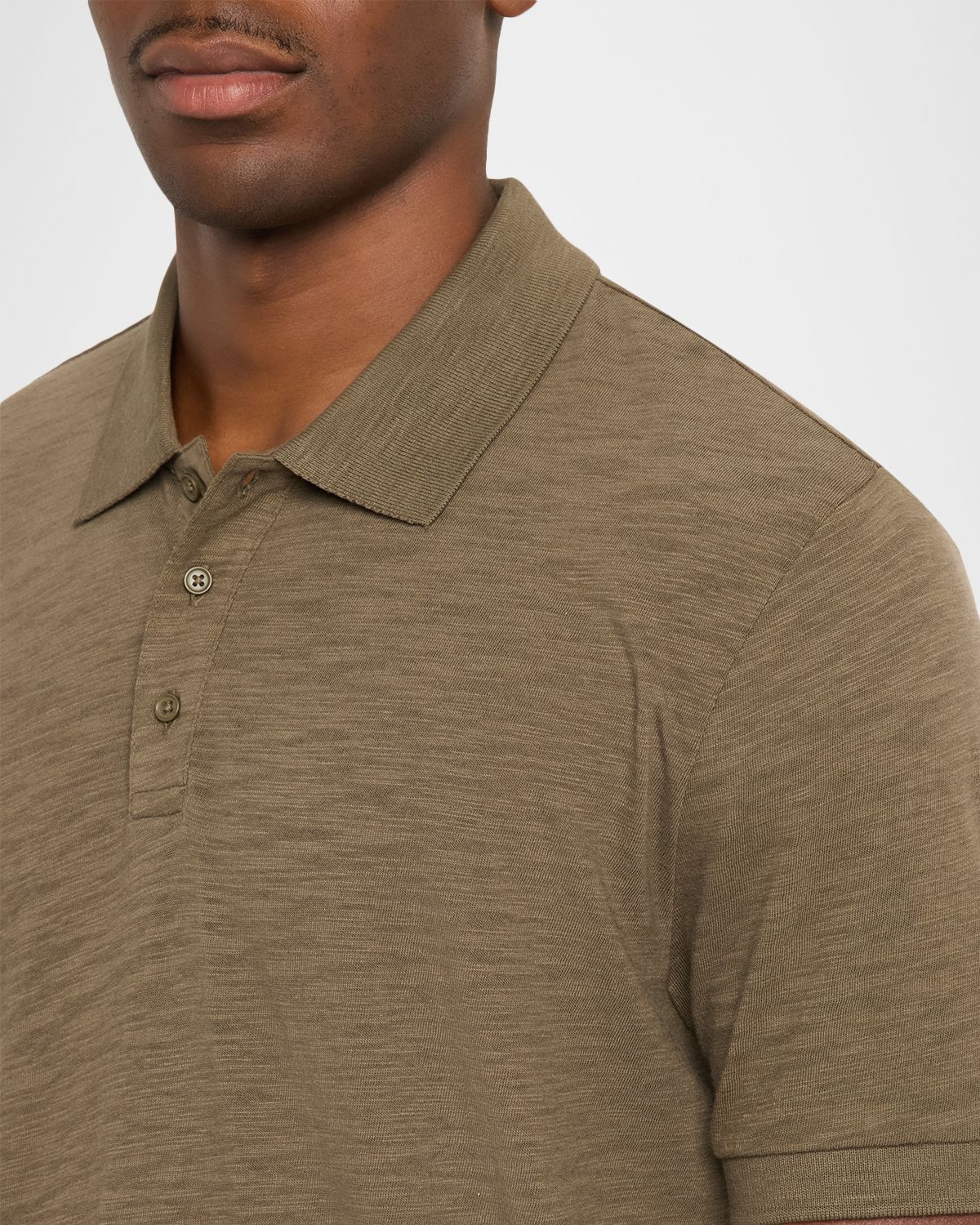 Vince Men 's Cotton Heathered Polo Shirt | Thumbnail 5 Vince Men 's Cotton Heathered Polo Shirt | Thumbnail 5