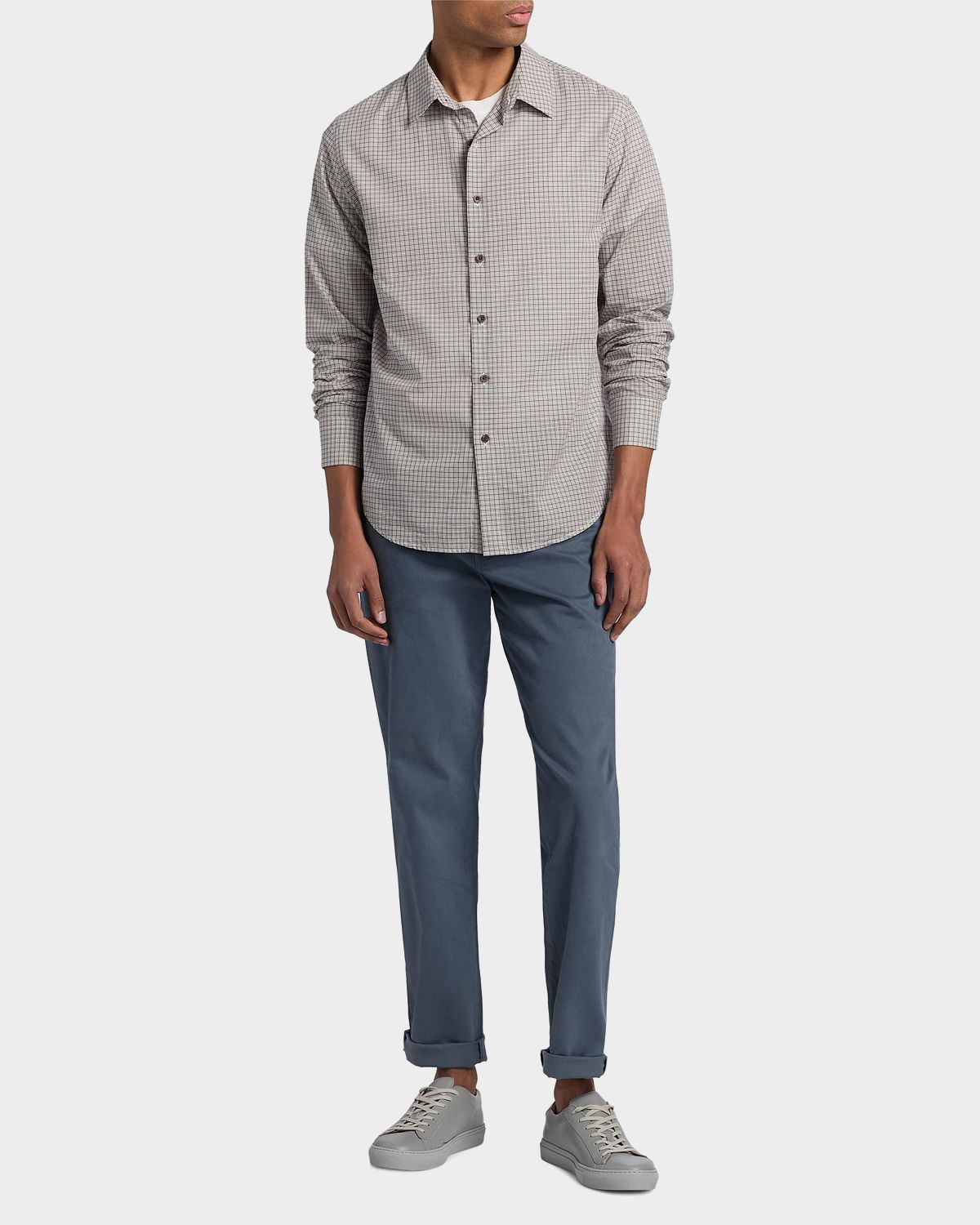 Vince Men 's Condor Micro Plaid Cotton Shirt