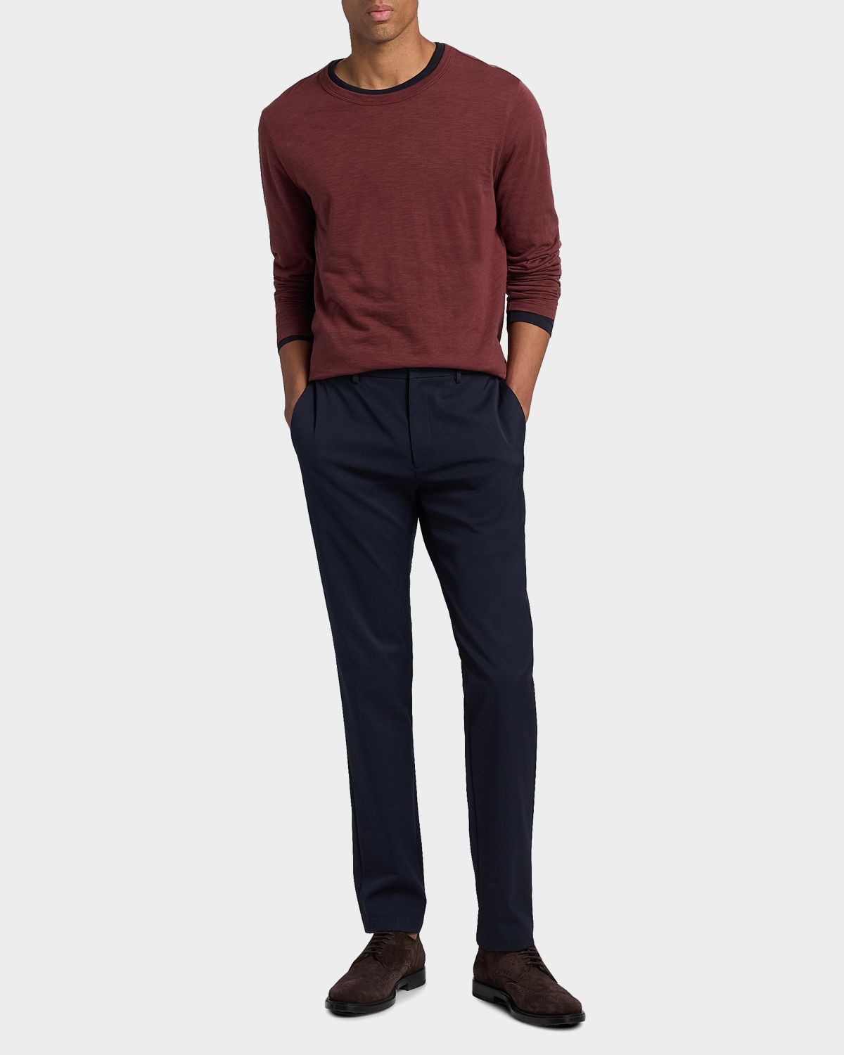 Vince Men 's Fine Slub Cotton Double-Layer Crewneck T-Shirt | Thumbnail 2 Vince Men 's Fine Slub Cotton Double-Layer Crewneck T-Shirt | Thumbnail 2